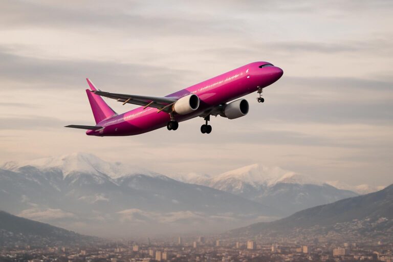 Wizz Air Praha Sarajevo - letadlo nad zimními horami u Sarajeva