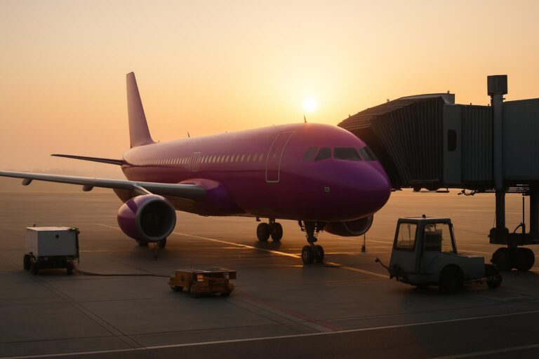 Wizz Air Bělehrad - letadlo Wizz Air na stojance letiště
